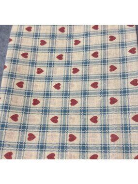 18x22 Cotton Fat Quarter Pink Heart Blue Plaid Fabric Quilt Craft Sewing Materia